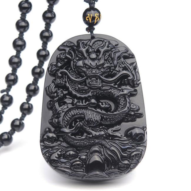 Necklaces & Pendants | Black Obsidian Stone Dragon Fulfilment Pendant Necklace Jewelry Necklaces & Pendants