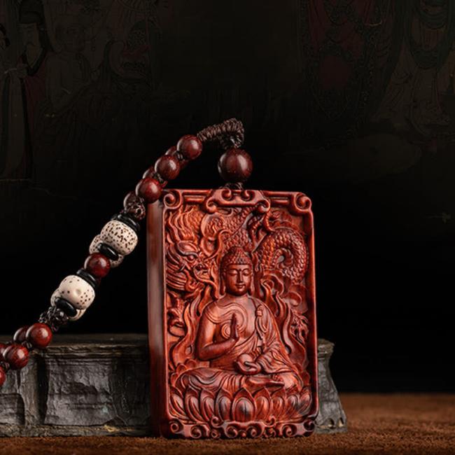 Necklaces & Pendants | Chinese Zodiac Natal Buddha Small Leaf Red Sandalwood Protection Necklace Pendant Jewelry Necklaces & Pendants