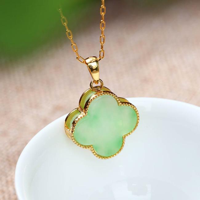 Necklaces & Pendants | Four Leaf Clover Jade Pattern Luck Necklace Pendant Jewelry Necklaces & Pendants