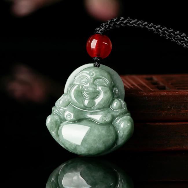 Necklaces & Pendants | Natural Green Jade Laughing Buddha Luck Abundance Necklace Pendant Jewelry Necklaces & Pendants