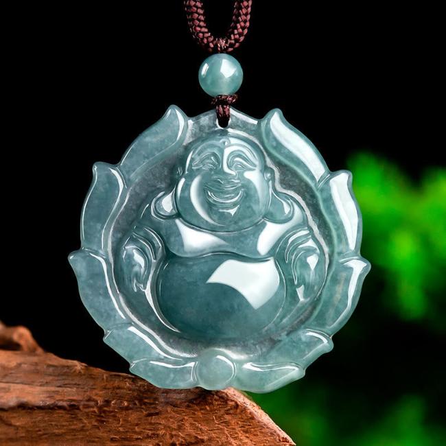 Necklaces & Pendants | Natural Jade Laughing Buddha Lotus Pattern Luck Necklace Pendant Jewelry Necklaces & Pendants