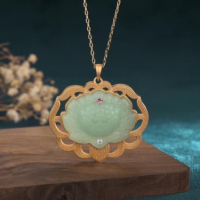 Necklaces & Pendants | Natural Jade Lotus Harmony Necklace Pendant Jewelry Necklaces & Pendants