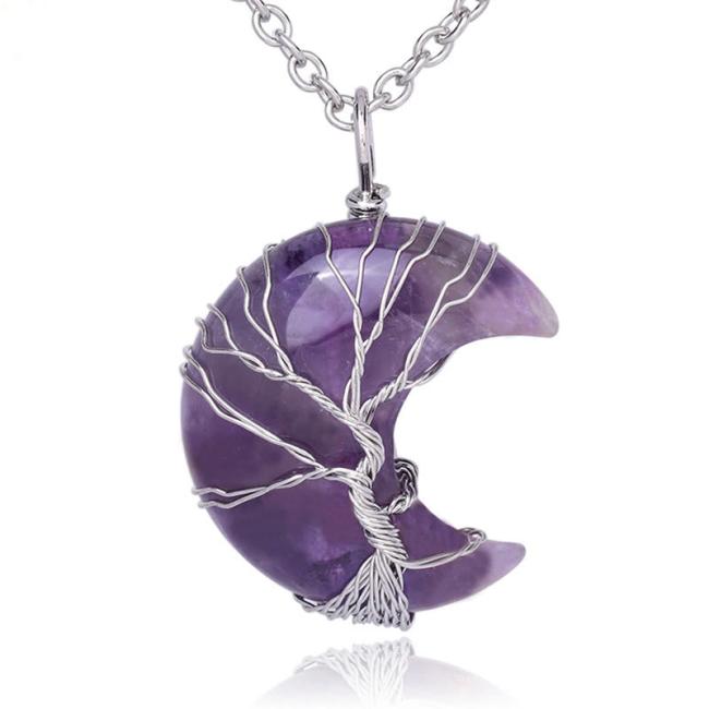 Necklaces & Pendants | Natural Quartz Crystal Moon Tree Of Life Healing Energy Necklace Pendant Jewelry Necklaces & Pendants