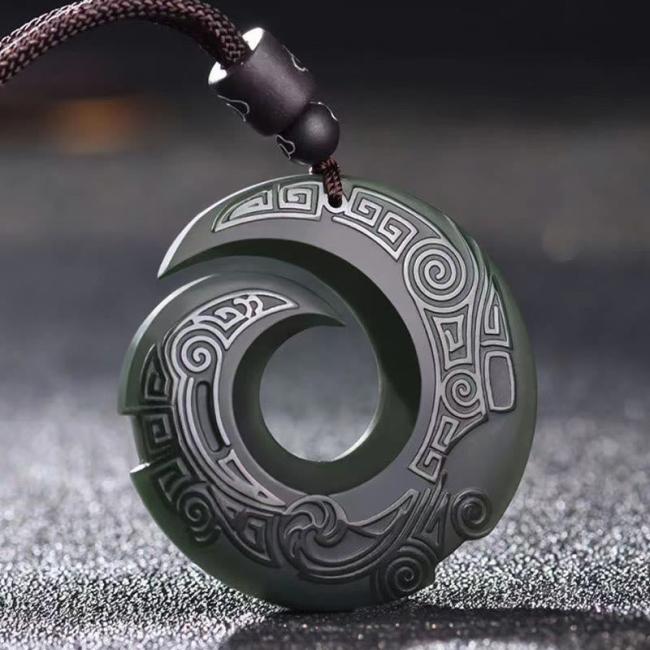 Necklaces & Pendants | One’s Luck Improves Design Patern Hetian Cyan Jade Peace Buckle Luck Necklace Pendant Jewelry Necklaces & Pendants