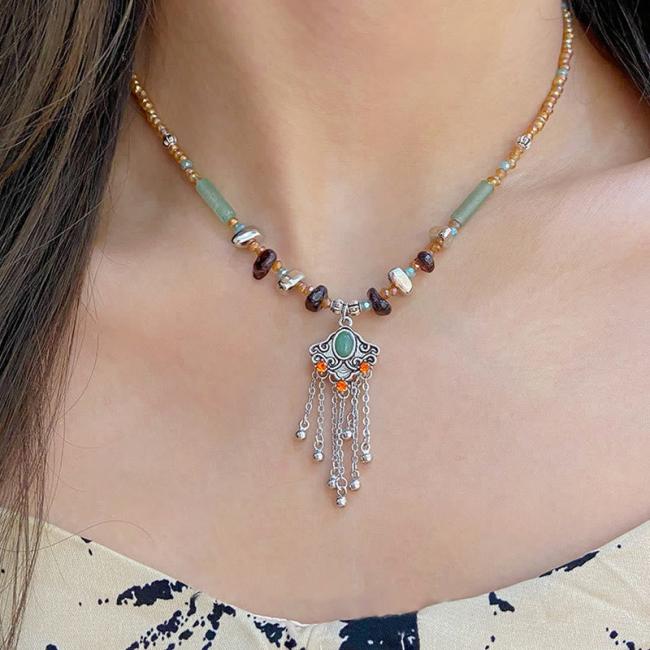 Necklaces & Pendants | Tibetan Crystal Stone Copper Luck Tassel Necklace Pendant Jewelry Necklaces & Pendants