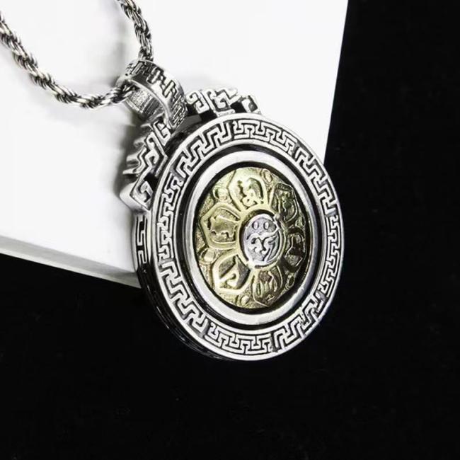 Necklaces & Pendants | Tibetan Om Mani Padme Hum Double Dorje Vajra Rotatable Purity Peace Necklace Pendant Jewelry Necklaces & Pendants