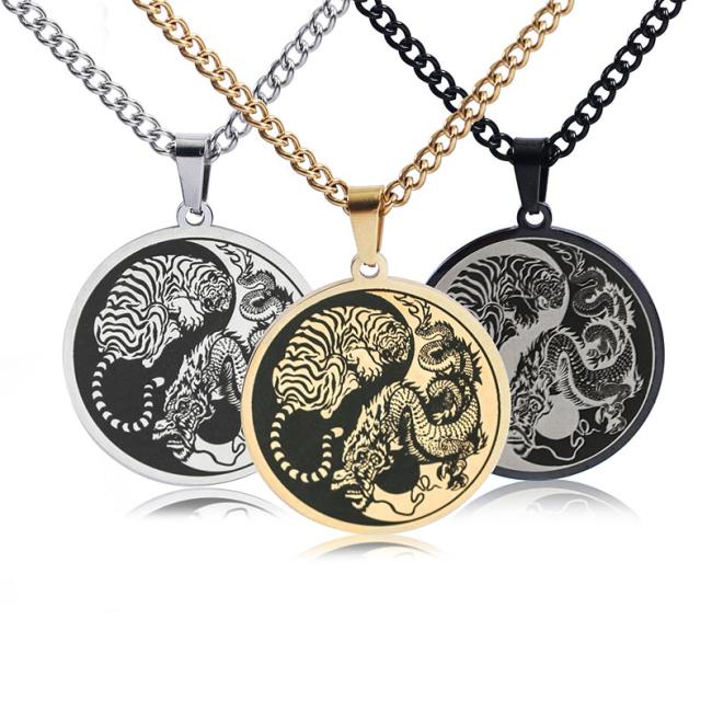 Necklaces & Pendants | Tiger Dragon Titanium Steel Chain Necklace Harmony Pendant Jewelry Necklaces & Pendants