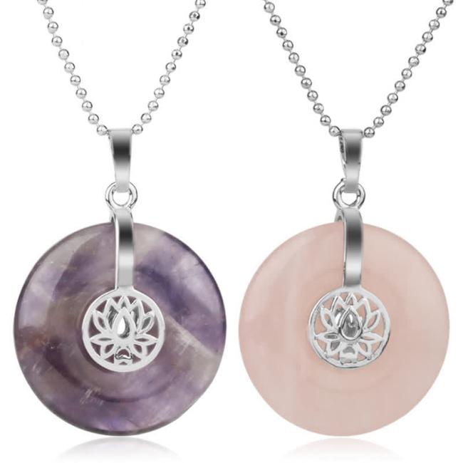 Necklaces & Pendants | Various Crystal Amethyst Pink Crystal Lotus Healing Necklace Pendant Jewelry Necklaces & Pendants