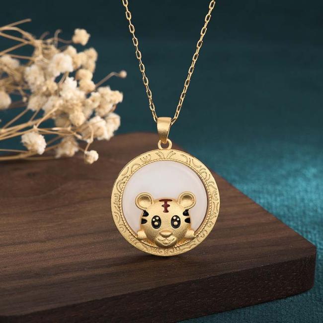 Necklaces & Pendants | White Jade Year of the Tiger Blessing Necklace Jewelry Necklaces & Pendants