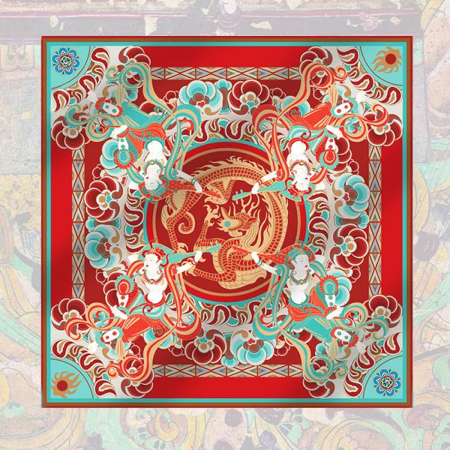 Scarves+ Shawls | Dunhuang Rebound Pipa Flying Frescoes 100% Mulberry Silk Scarf Premium Grade 6A Dunhuang Shawl Accessories Scarves+ Shawls