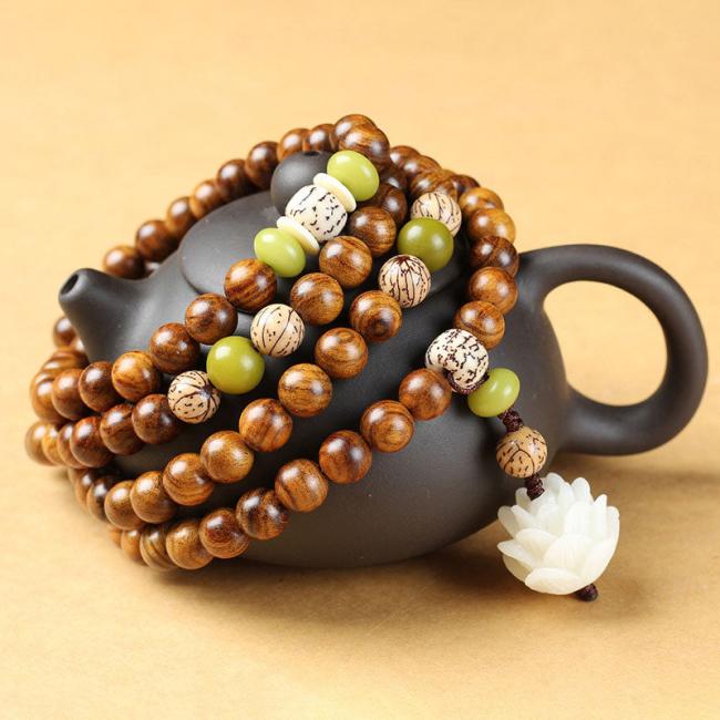 Wood Malas | Tibetan Rosewood Lotus Mala Protection Calm Necklace Bracelet Bracelets Wood Malas