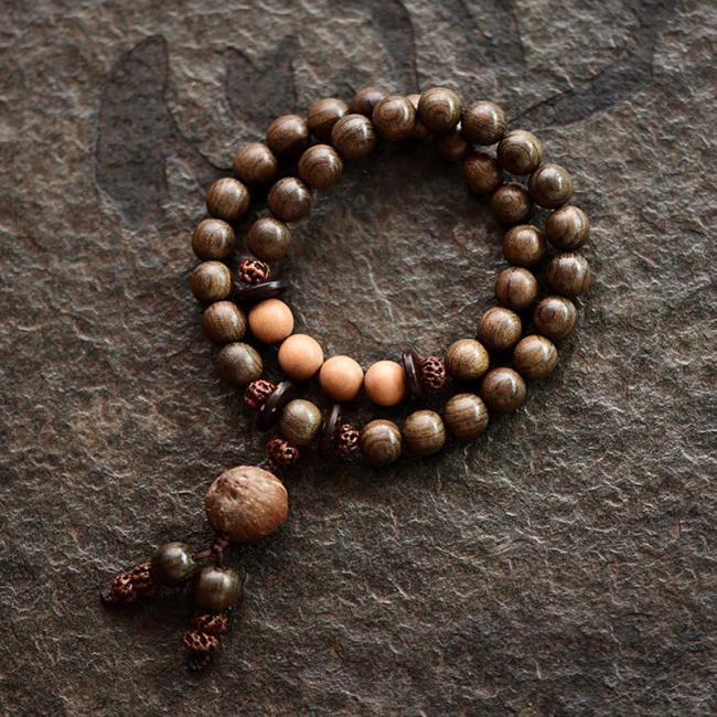 Wood Malas | Tibetan Sandalwood Protection Charm Mala Bracelet Mala Beads Wood Malas