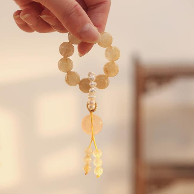 Wrist Malas | Citrine Peace Buckle Prosperity Happiness Wrist Mala Mala Beads Wrist Malas