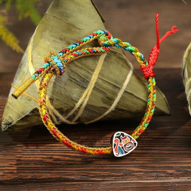 Bracelets | 925 Sterling Silver Dragon Boat Festival Fu Character Zongzi Pattern Luck Handmade Multicolored Child Adult Bracelet Bracelets Bracelets