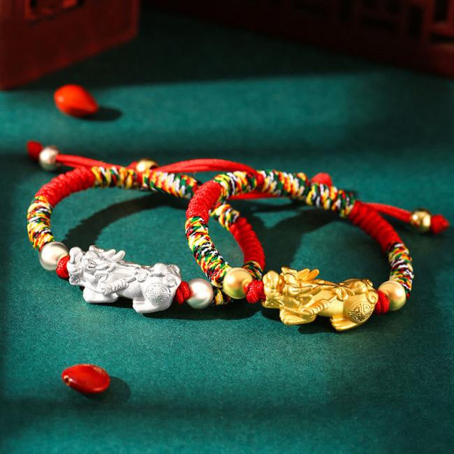 Bracelets | 999 Sterling Silver PiXiu Wealth King Kong Knot String Braided Kids Child Bracelet Bracelets Bracelets