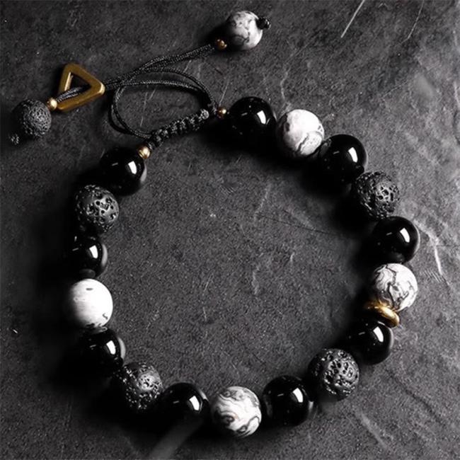 Bracelets | Black Obsidian Lava Rock Stone Yin Yang Strength Bracelet Bracelets Bracelets