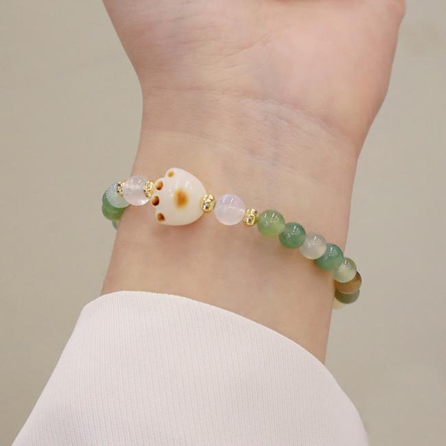 Bracelets | Green Agate Sun Stone Cat’s Eye Bodhi Seed Cat Paw Support Bracelet Bracelets Bracelets