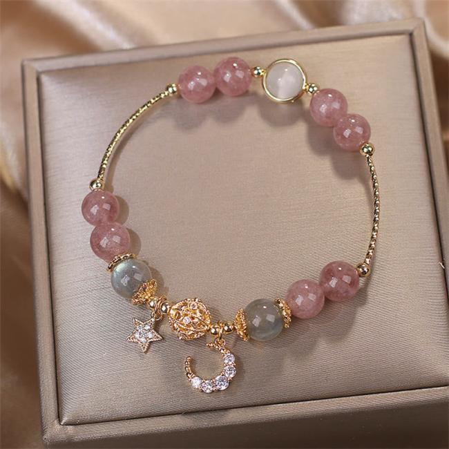 Bracelets | Strawberry Quartz Moonstone Moon Star Love Bracelet Bracelets Bracelets