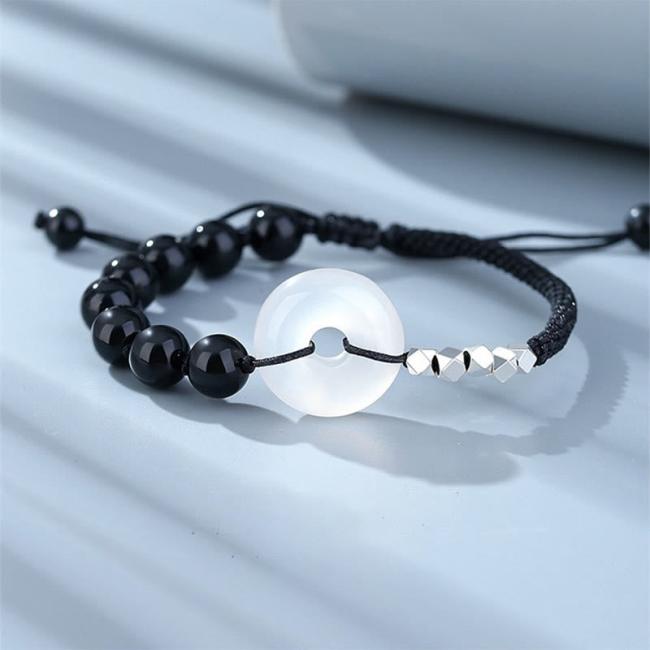 Bracelets | 925 Sterling Silver Black Obsidian Agate Peace Buckle Strength Bracelet Bracelets Bracelets