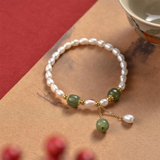 Bracelets | 925 Sterling Silver Natural Pearl Hetian Jade Healing Bracelet Bracelets Bracelets