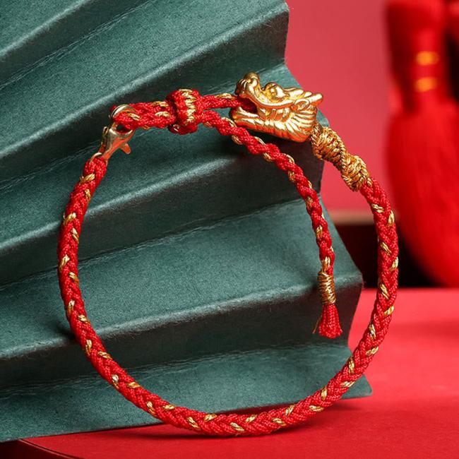 Bracelets | 999 Sterling Silver Handcrafted Dragon Luck Eight Thread Knot Red String Braided Bracelet Bracelets Bracelets