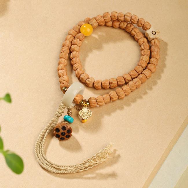 Bracelets | Bodhi Seed Green Sandalwood Lotus Dzi Bead Peace Double Wrap Bracelet Bracelets Bracelets