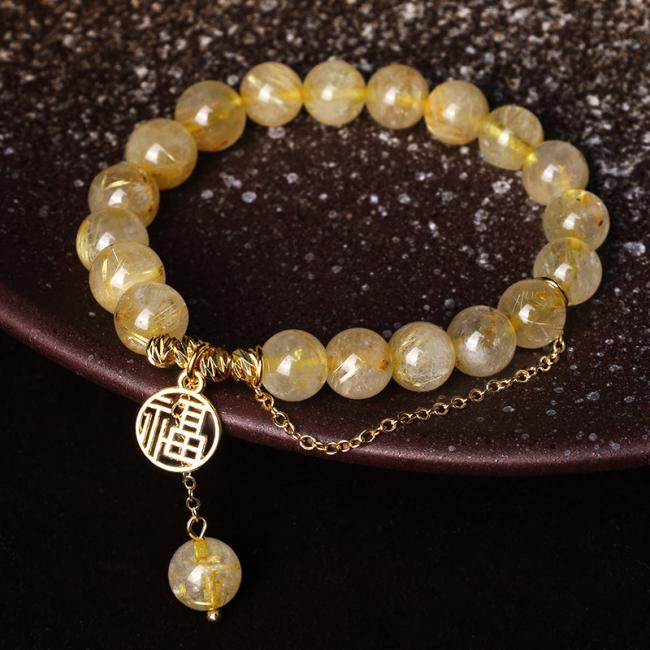 Bracelets | Citrine Lucky Fu Character Happiness Bracelet Bracelets Bracelets