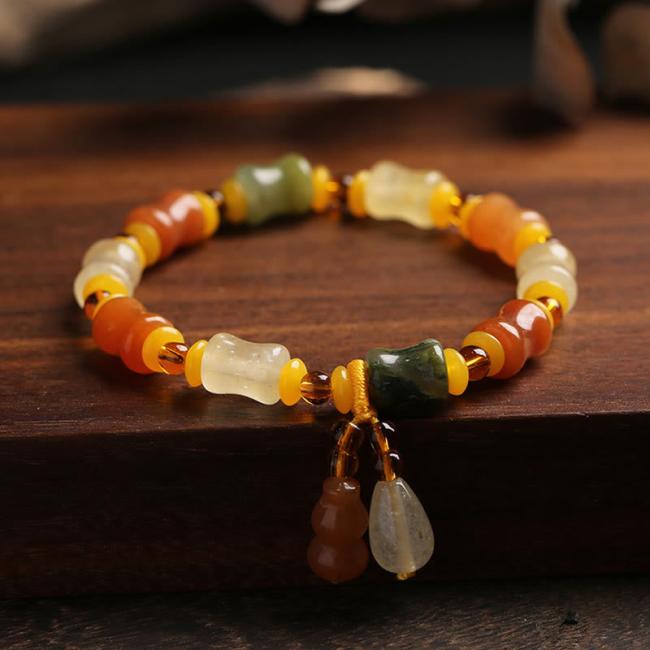 Bracelets | Natural Golden Silk Jade Gourd Wealth Charm Bracelet Bracelets Bracelets