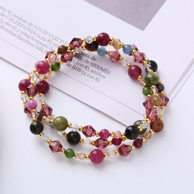 Bracelets | Natural Tourmaline Strawberry Quartz Amethyst Peace Wisdom Double Wrap Bracelet Bracelets Bracelets