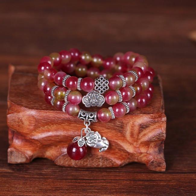 Bracelets | Natural Watermelon Tourmaline PiXiu Elephant Positive Triple Wrap Bracelet Bracelets Bracelets