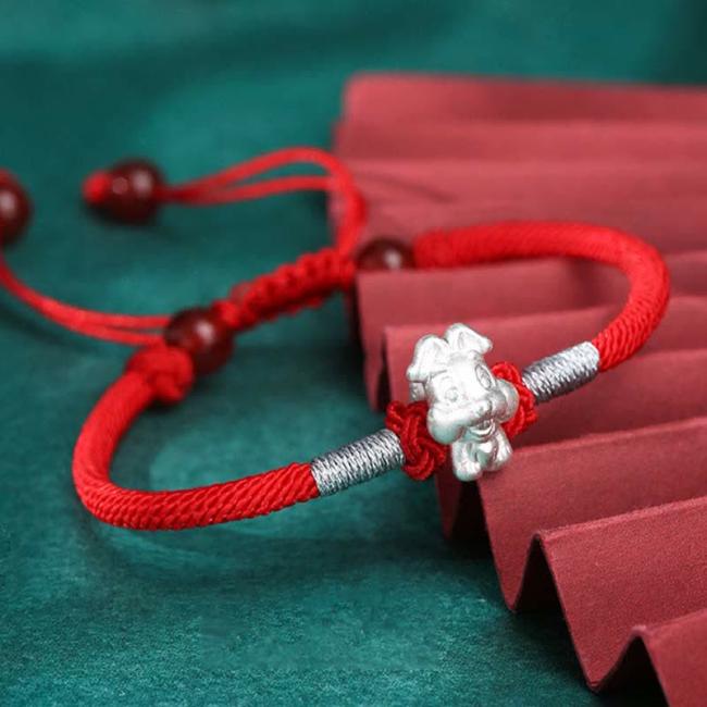 Bracelets | 999 Sterling Silver Chinese Zodiac Luck Strength Red String Bracelet Bracelets Bracelets