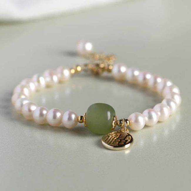 Bracelets | Natural Pearl Hetian Jade Happiness Healing Bead Bracelet Bracelets Bracelets