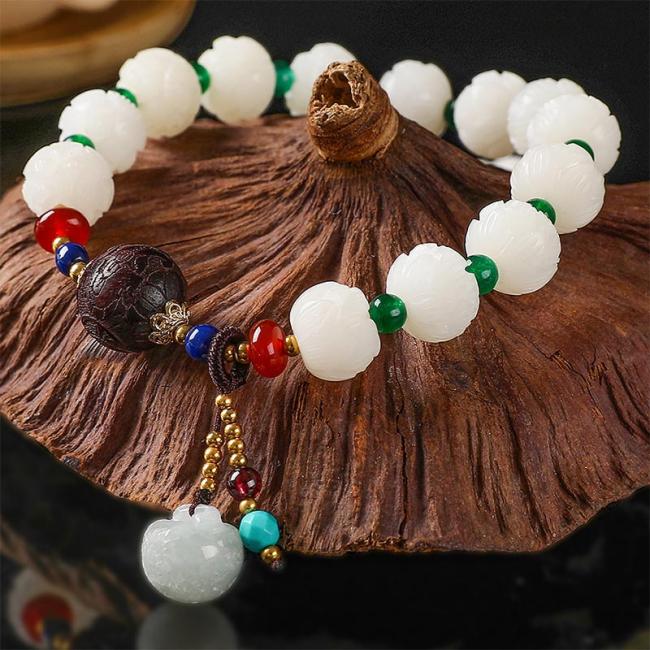 Bracelets | Bodhi Seed Jade Lotus Charm Peace Bracelet Bracelets Bracelets