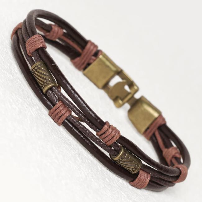 Bracelets | Vintage Leather Wrist Band Brown Rope Layered Bracelet Bangle Bracelets Bracelets